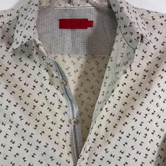 Palm Tree Button Up Shirt Project Red Size Large - Picture 5 of 6